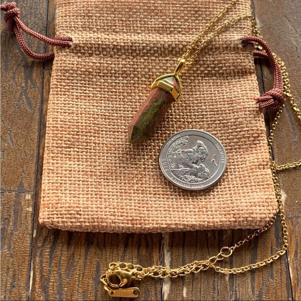 Unakite Point Necklace Unakite Pendant Crystal Point Necklace
